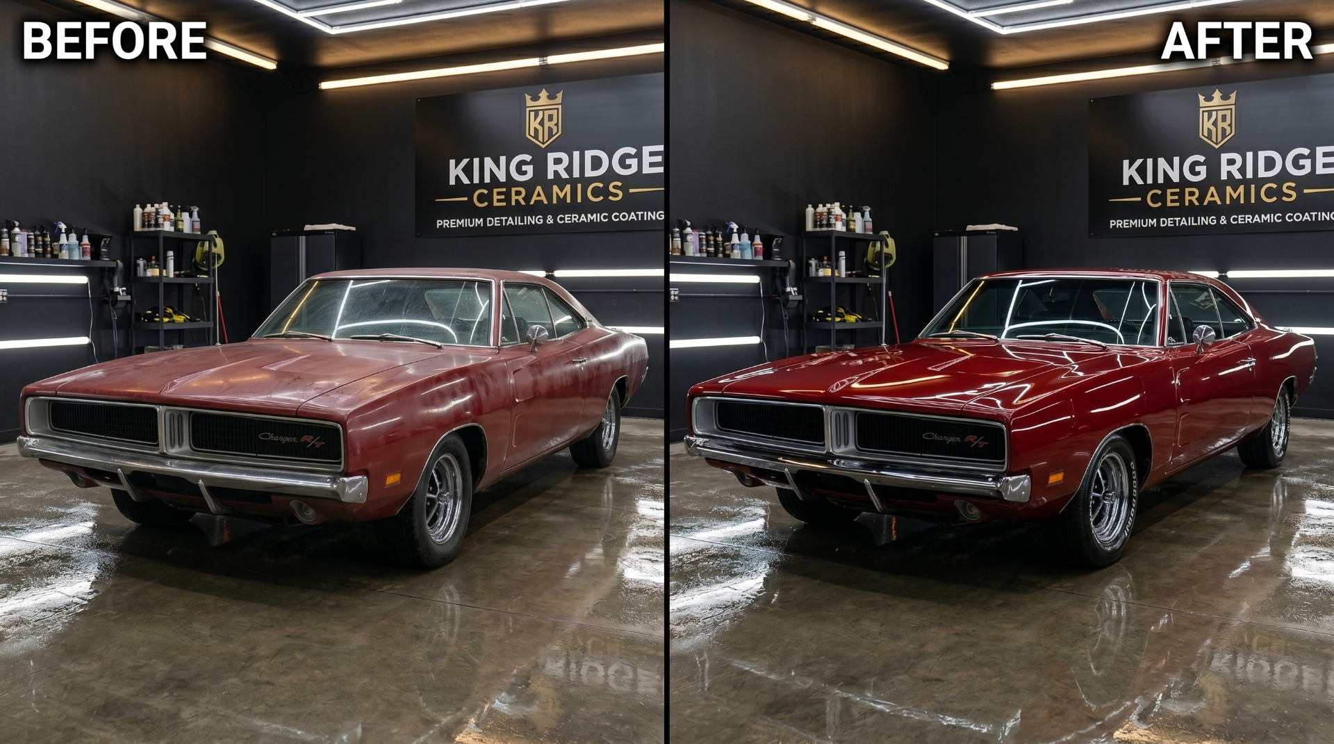 1969 Dodge Charger R/T before and after